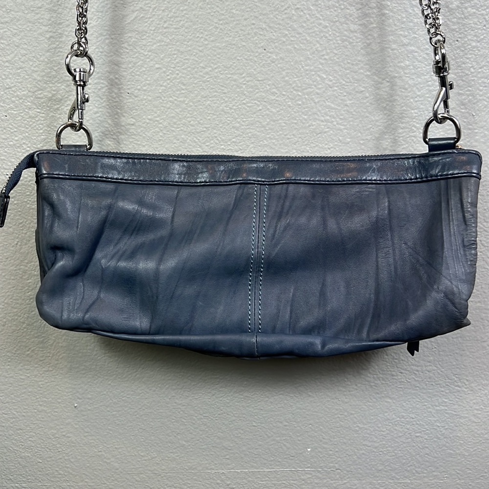 Marciano Leather Shoulder Bag Clutch Chunky Chain Studded Gray - Picture 3 of 15